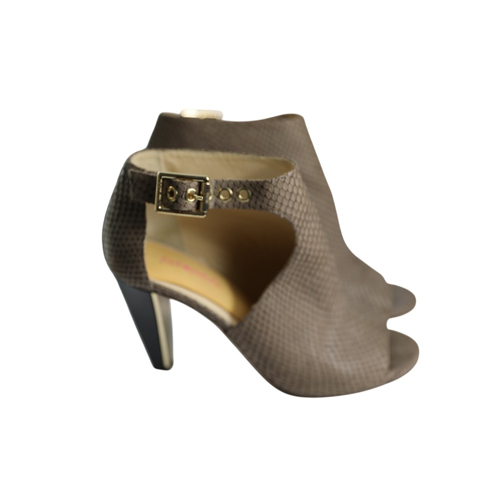 Jimmy‎ Choo Grey Snakeskin Peep Toe Ankle Booties Cutout Buckle Heels Size 38 - Picture 3 of 8